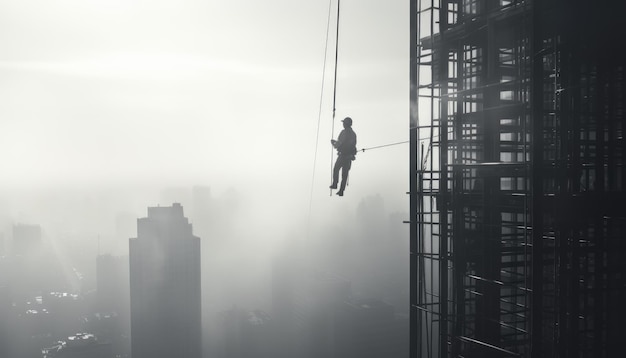 Día del trabajo del trabajador masculino del rascacielos