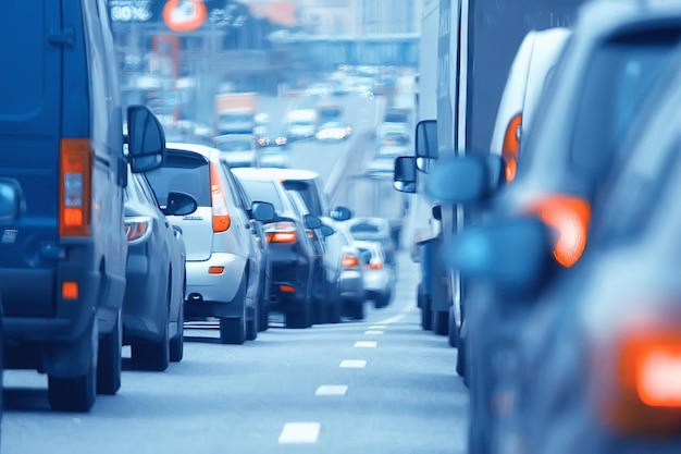 dia tráfego engarrafamento na cidade na estrada carros / conceito de transporte, cidade tráfego metrópole vista paisagem