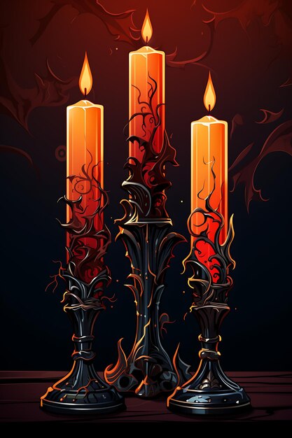 Día de las velas Un par de velas cónicas con llamas entrelazadas Poster conceptual de vacaciones Deep B