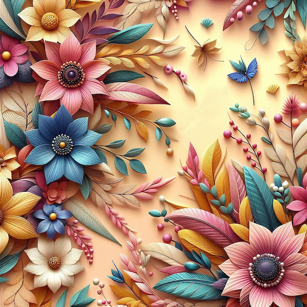 Día de verano en 3D Flor de fondo colorido