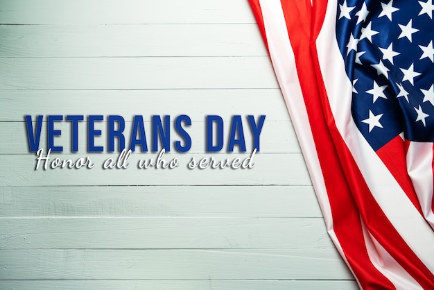 Día de los veteranos y bandera americana.