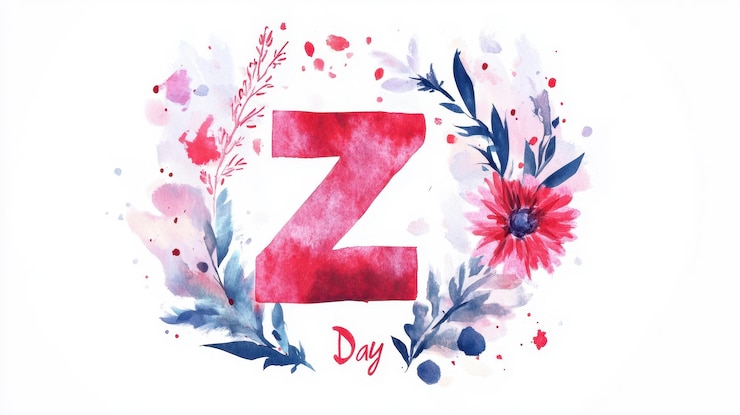 Foto día z acuarela vibrante inicial z con corona floral para un diseño único