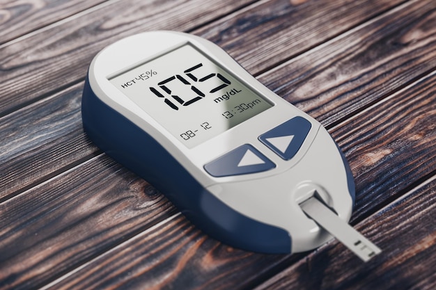 Diabetic Kit Konzept Blut Glukosemesser Überwachungssystem 3D-Rendering