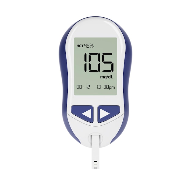Diabetic Kit Konzept Blut Glukosemesser Überwachungssystem 3D-Rendering