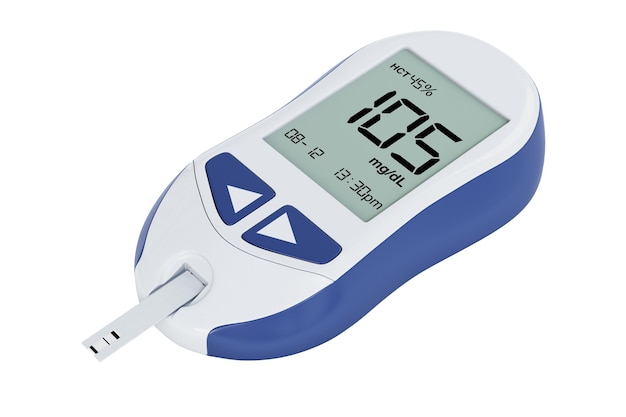 Diabetic Kit Konzept Blut Glukosemesser Überwachungssystem 3D-Rendering