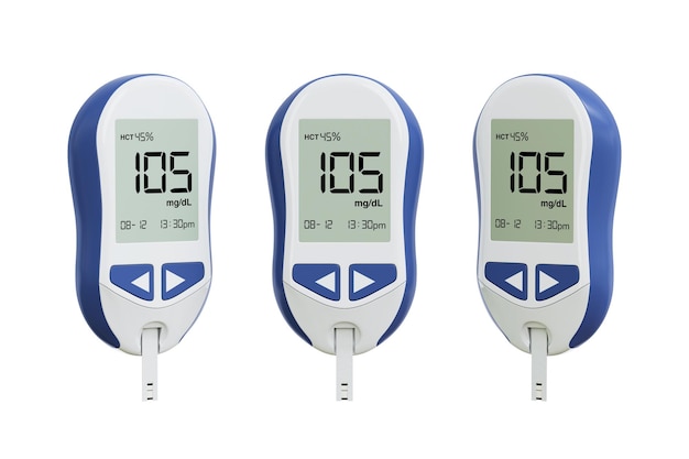 Diabetic Kit Konzept Blut Glukosemesser Überwachungssystem 3D-Rendering