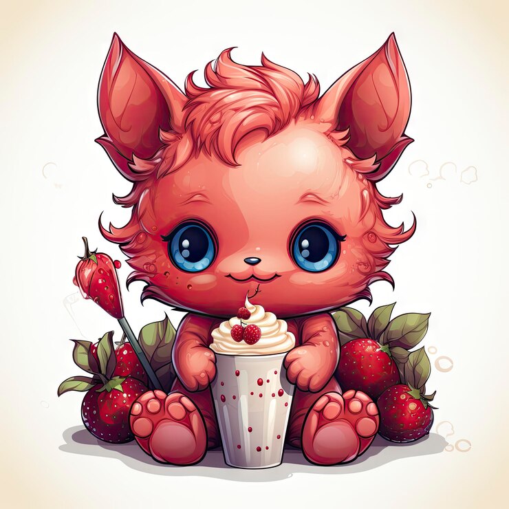 Foto diablo bebé kawaii sobre fondo blanco