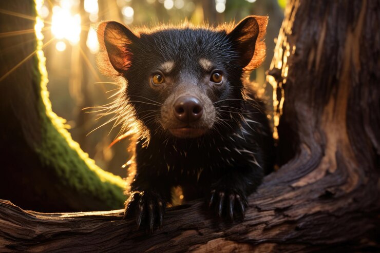 Foto diabo da tasmânia em seu habitat australiano