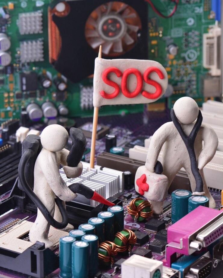 Foto diagnóstico y reparación de sistema informático.