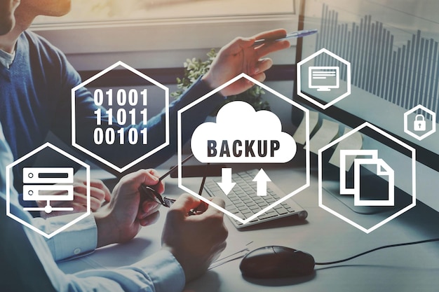 Diagrama de almacenamiento de datos seguro con iconos