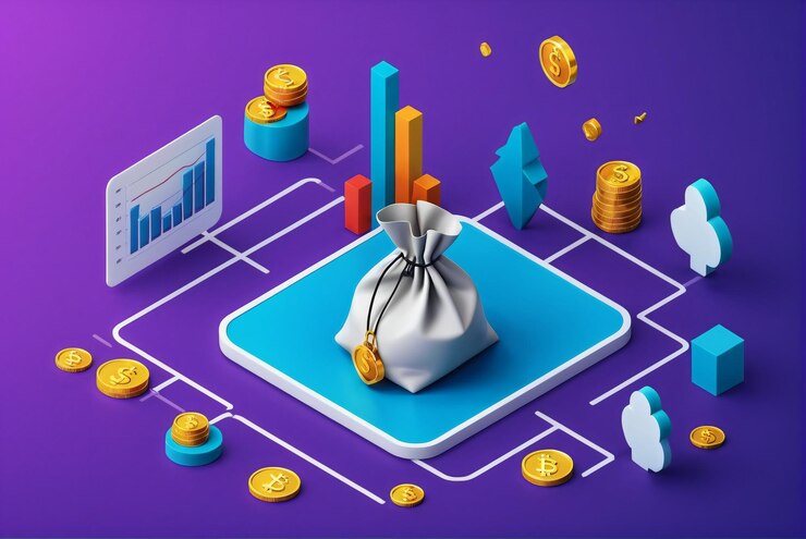 Diagrama básico de gestión financiera de empresas isométricas 3d