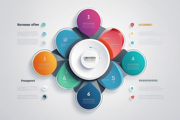 Foto diagrama de cinco opciones glassmorphic con etiquetas y números redondos visualización de datos de la ui empresarial