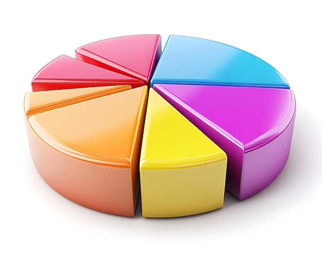 Diagrama circular 3D con colores vibrantes aislados en blanco