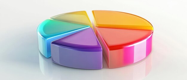 Diagrama circular 3D colorido que muestra segmentos para la representación y el análisis de datos ideal para fines comerciales y educativos
