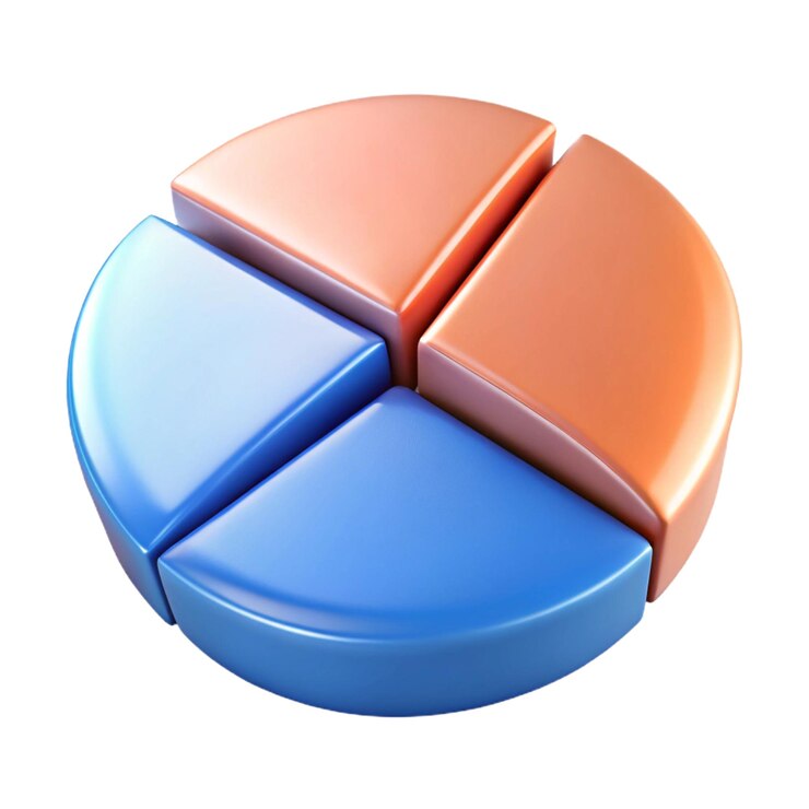 Foto diagrama circular 3d con cuatro segmentos azules y naranjas