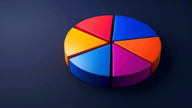 Diagrama circular colorido o círculo de éxito con secciones segmentadas vibrantes para análisis de negocios y visualización de datos