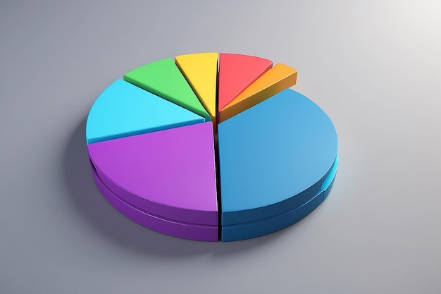 Diagrama circular multicolorido por gráficos de barras Ilustração 3D