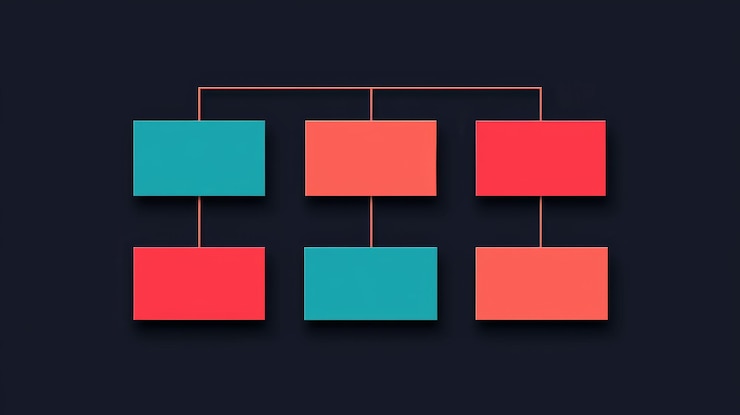 Foto diagrama del concepto de viaje del cliente con rectángulos coloridos en fondo oscuro