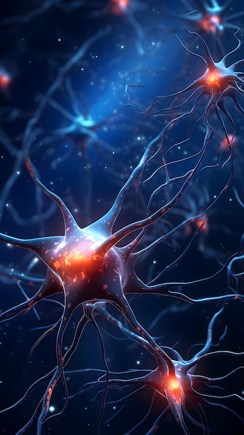 Diagrama conceptual de una célula neuronal brillante.