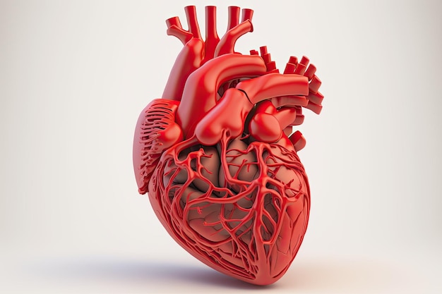 Diagrama del corazón humano sobre un fondo blanco que muestra su estructura anatómica