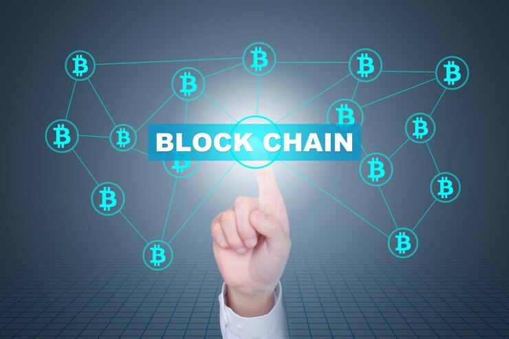 Foto diagrama creativo del concepto de red de internet empresarial de blockchain