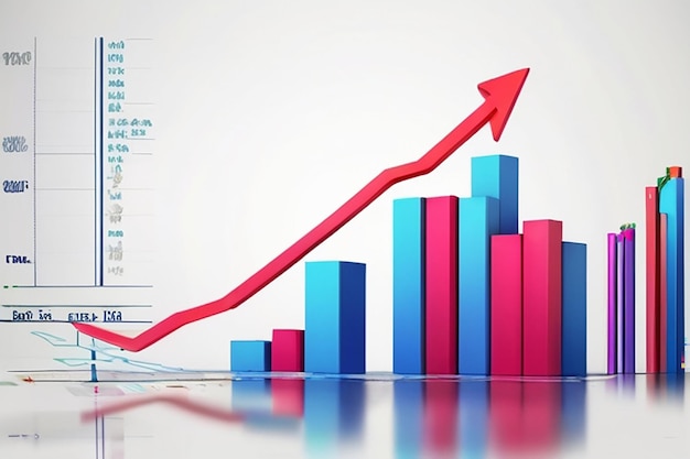 Diagrama de crecimiento de las existencias gráfico financiero o de inversión empresarial comercio en el mercado