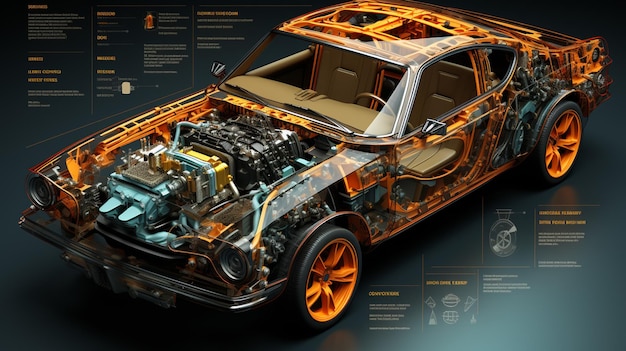 Diagrama de vista explodida do carro