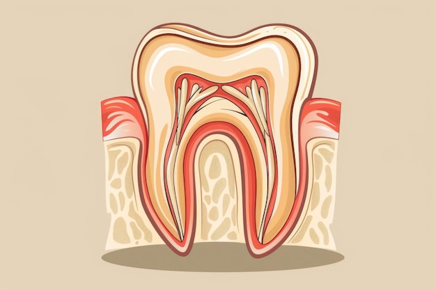 Foto diagrama detallado de un diente con la raíz removida perfecto para materiales educativos dentales