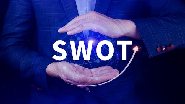 Diagrama de estrategia de análisis SWOT para el plan de negocio y el concepto de análisis SWOT