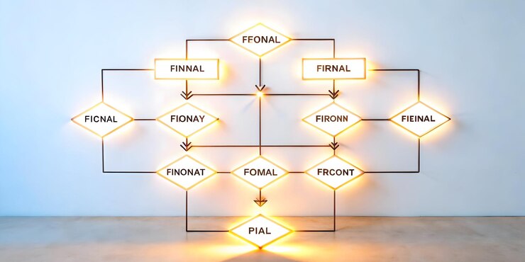 Foto diagrama de flujo abstracto plano con flechas que ilustran los procesos financieros concepto de negocio inteligente