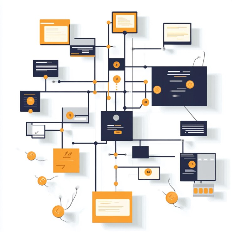 Foto un diagrama de flujo digital que muestra el proceso de control de versiones para el desarrollo colaborativo