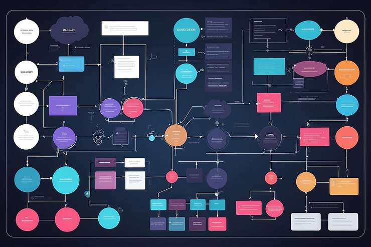 Foto diagrama de flujo de ui desarrollo de aplicaciones diseño de prototipos concepto de experiencia de usuario