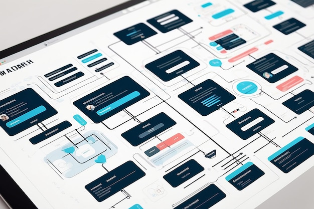 Foto diagrama de flujo de ux ui desarrollo de aplicaciones prototipo diseño concepto de experiencia de usuario