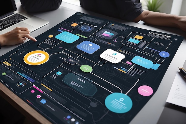 Foto diagrama de flujo de ux ui desarrollo de aplicaciones prototipo diseño concepto de experiencia de usuario