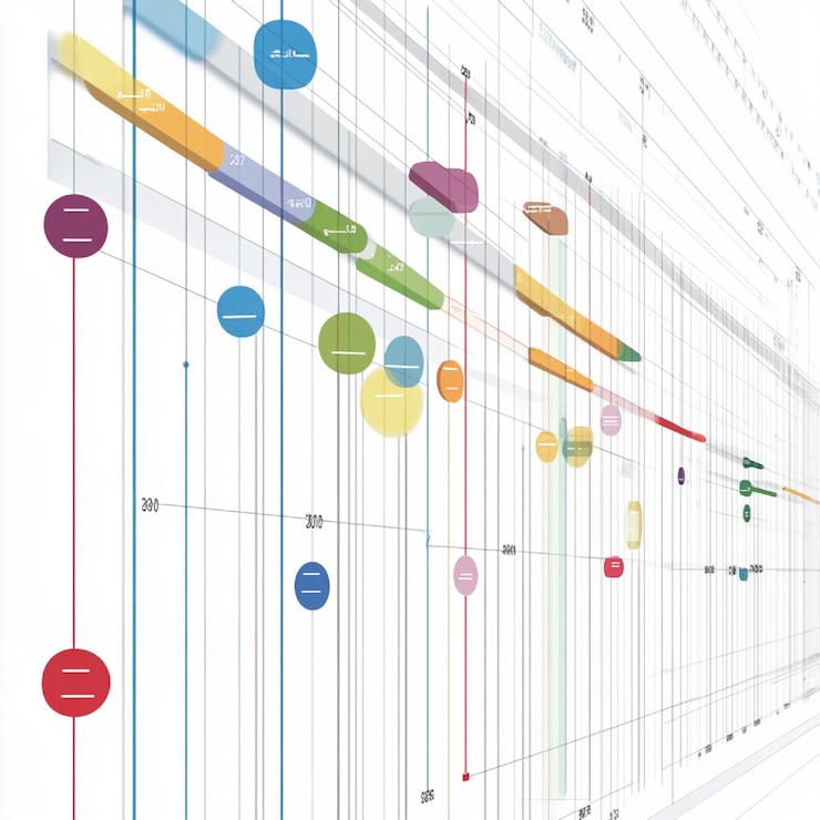 Foto un diagrama de gantt que muestra los plazos del proyecto, las tareas y las dependencias