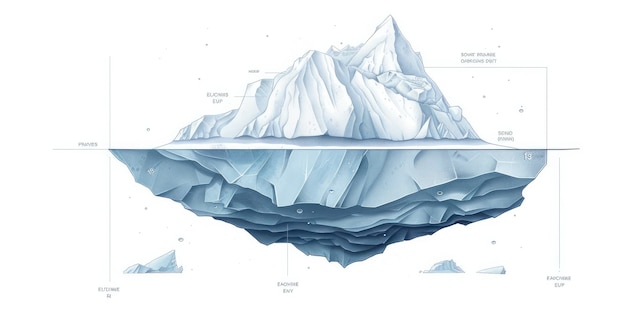 Un diagrama de iceberg con la parte visible etiquetada