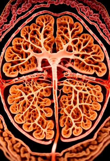 Foto diagrama de los nervios del cerebro enfoque selectivo