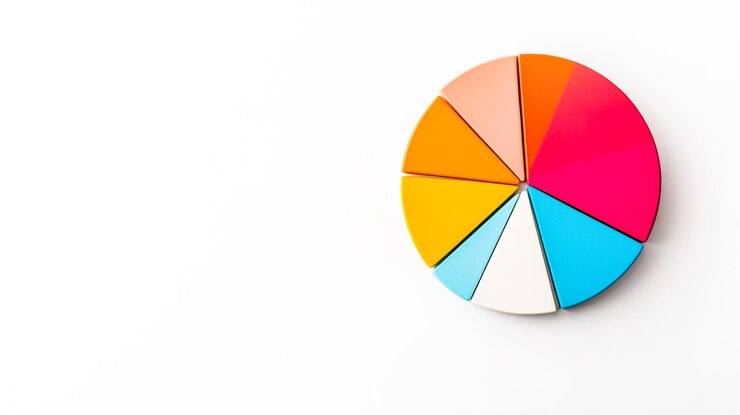 Foto diagrama de pastel colorido en fondo blanco para infografías