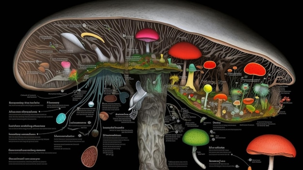 Un diagrama de una planta con las palabras 'hongo' en él