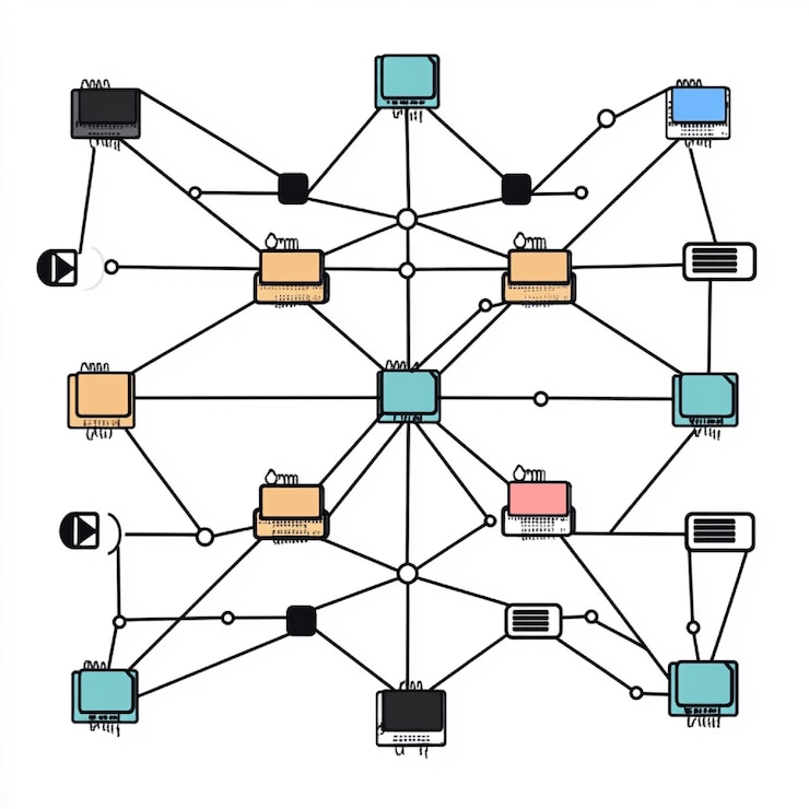Foto diagrama de red a2p que muestra conexiones directas entre usuarios sin un servidor central