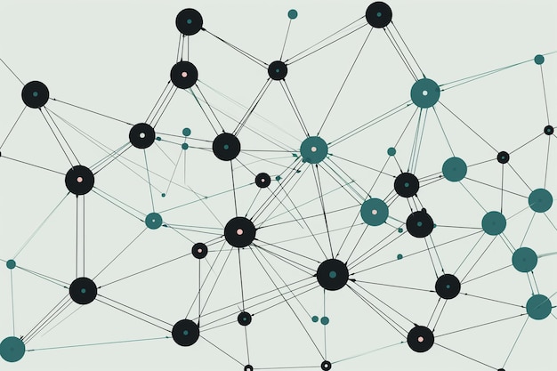 Foto un diagrama de red ordenado y preciso formado por puntos interconectados