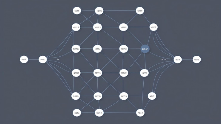 Foto un diagrama de red organizado y limpio que ilustra las conexiones de datos