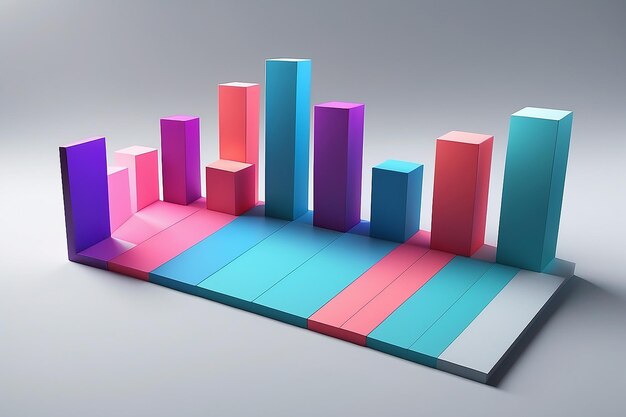 Diagramas de gráficos de barras 3D em sombra Ilustração 3D