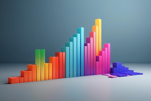 Diagramas de gráficos de barras 3D em sombra Ilustração 3D