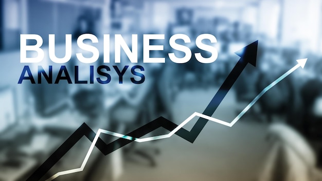 Diagramas e gráficos de análise de negócios na tela virtual Conceito financeiro e de tecnologia com fundo desfocado