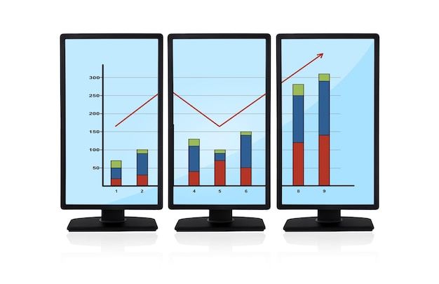 Foto diagramm auf monitoren