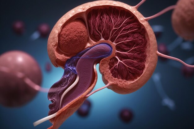 Diagramm, das die Anatomie der menschlichen Niere zeigt. Symbol für gesunde Milz. Flache Darstellung einer gesunden Milz