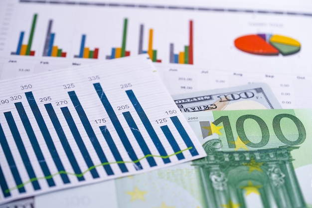 Diagramme Diagramme Tabellenkalkulationspapier. Finanzielle Entwicklung, Bankkonto, Statistik, Investment Analytic Research Data Economy