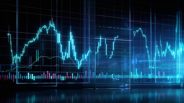 Diagramminvestitionen und futuristisches Hologramm-Börsenfinanzdiagramm und Investitionsgewinnverfolgung