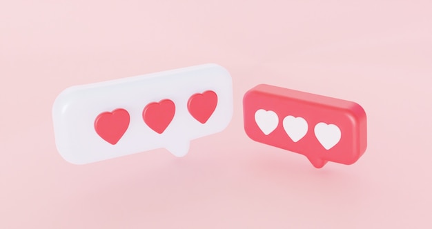 Diálogo de corações de balões de fala O conceito de comunicação em bate-papos de correspondência romântica